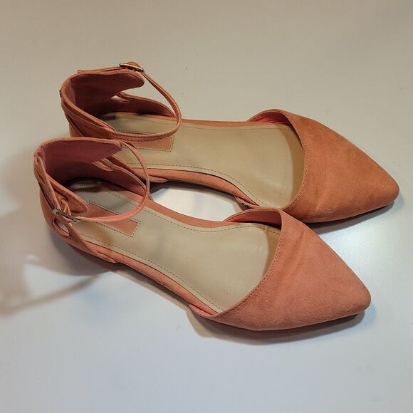 FOREVER 21 SUEDE POINTED TOE BACK &ANKLE STRAP WOMEN"S FLAT SHOE - Picture 6 of 13